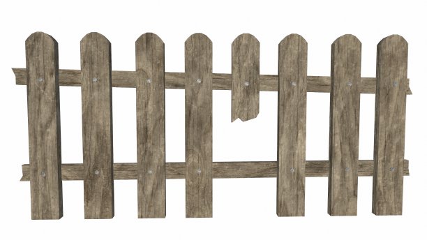 旧围栏上的白色背景3d渲染图片下载