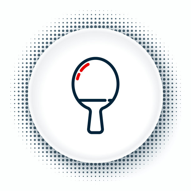 线拍用于打乒乓球图标孤立在白色背景。色彩斑斓的轮廓的概念。向量图片下载