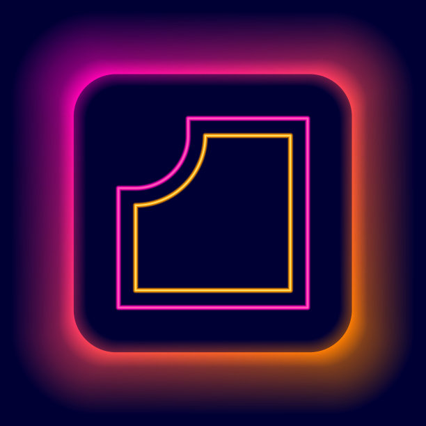 发光的霓虹灯线缝纫模式图标隔离在黑色背景。缝纫的标记。色彩斑斓的轮廓的概念。向量图片下载