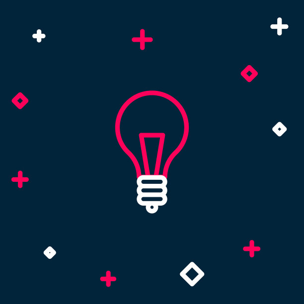 线灯泡与概念的想法图标隔离在蓝色背景。能量和思想的象征。灵感的概念。色彩斑斓的轮廓的概念。向量图片下载