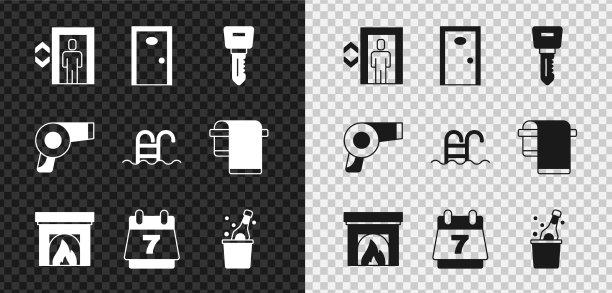 设置电梯酒店门锁钥匙室内壁炉图片下载