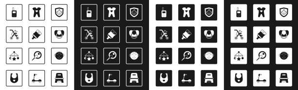 把婴儿放在护瓶婴儿车监视器上图片下载