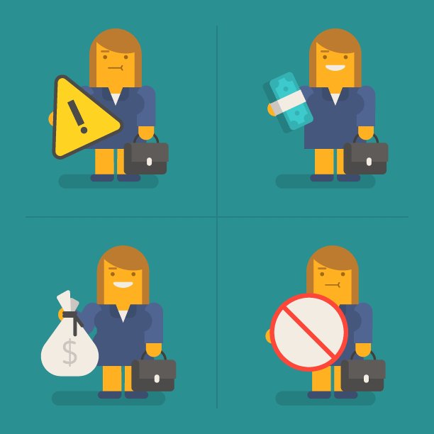 年轻的女商人手里拿着招牌和钱。独家字符包图片下载