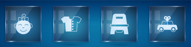 设置小女孩头婴儿t恤便盆和玩具图片下载