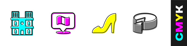 设巴黎圣母院旗法国女子鞋图片下载