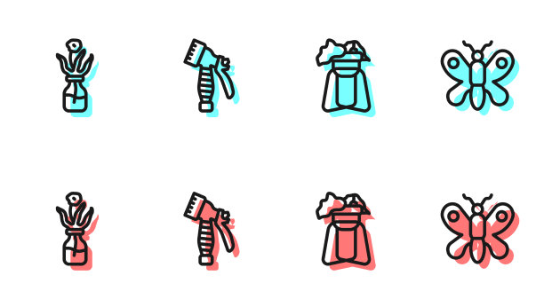 在玻璃瓶里的立花上放置一排植物图片下载