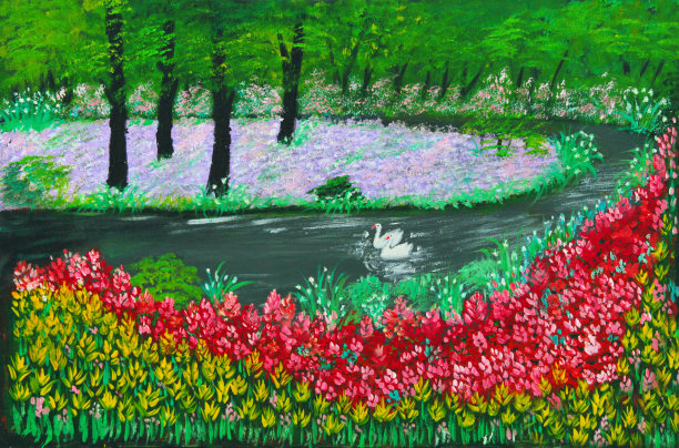 天鹅游森林河图片下载