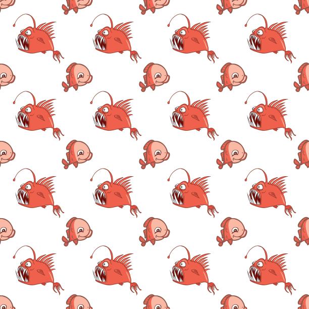 矢量无缝模式与鱼在白色的背景图片下载