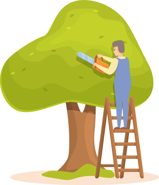 树木修剪工作图标卡通花园图片下载