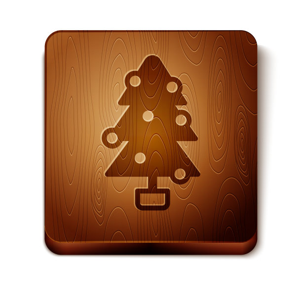 带有装饰图标的棕色圣诞树图片下载