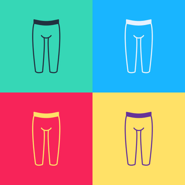 流行艺术紧身裤图标孤立在彩色背景图片下载