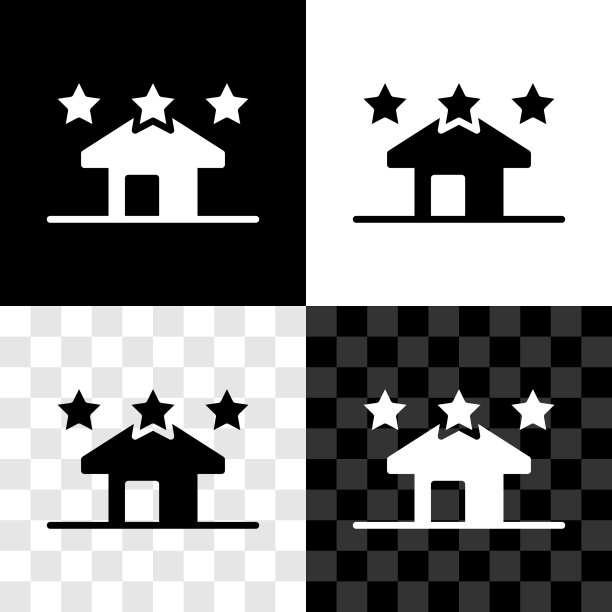 设置房屋图标孤立在黑色和白色图片下载