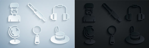 戴着放大镜耳机的地球仪人图片下载