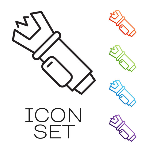 黑线警用电击器图标隔离图片下载