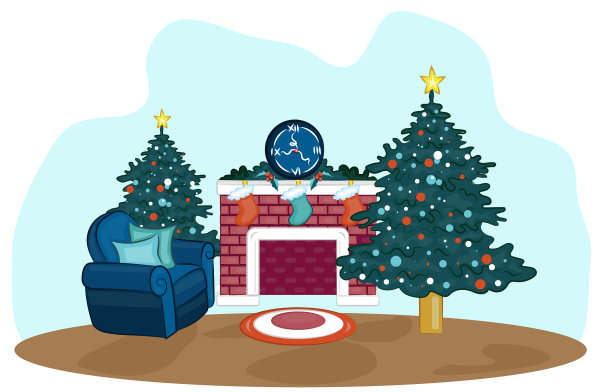 漂亮的客厅内部有壁炉和图片下载