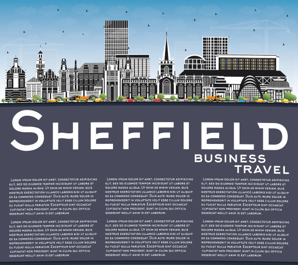 英国谢菲尔德城市天际线与彩色建筑图片下载