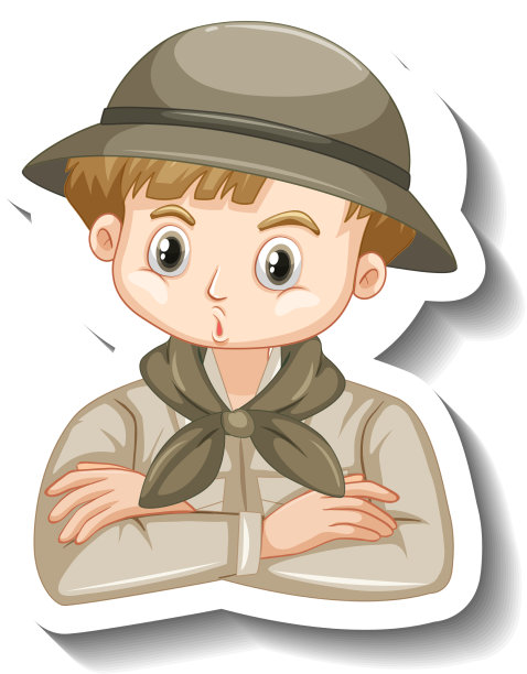 男孩卡通人物贴纸模板图片下载