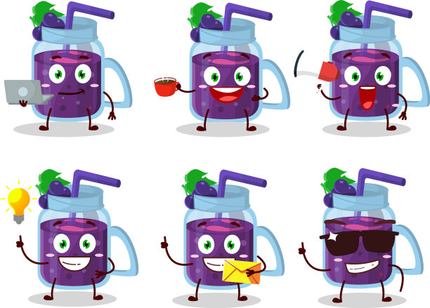 葡萄思慕雪卡通人物多种多样图片下载