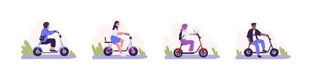 一群人骑着电动摩托车图片下载