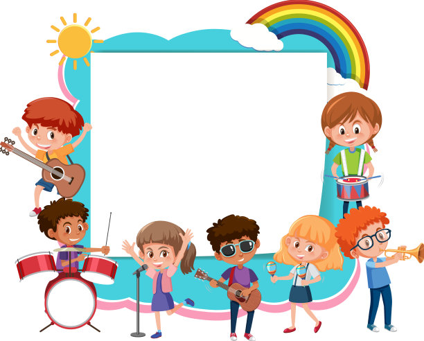 空的木板上放着孩子们演奏不同的音乐图片下载