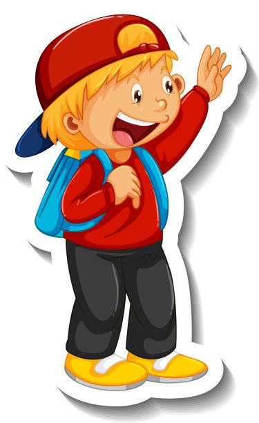 贴纸模板有一个男孩卡通人物图片下载