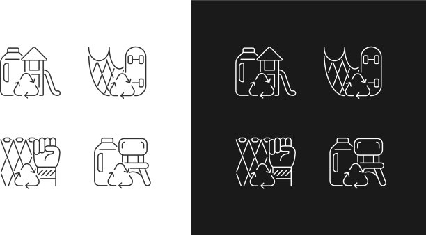 可持续性循环线性图标设置图片下载