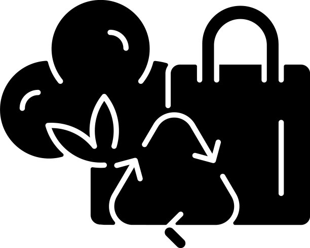 回收棉手提袋黑色字形图标图片下载