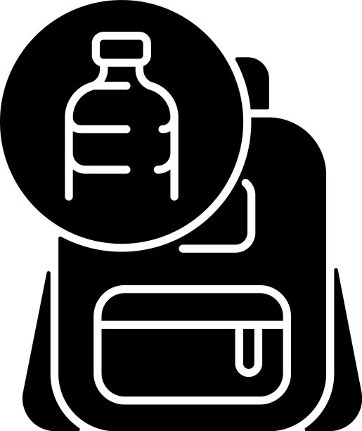 背包由塑料制成的黑色字形图标图片下载