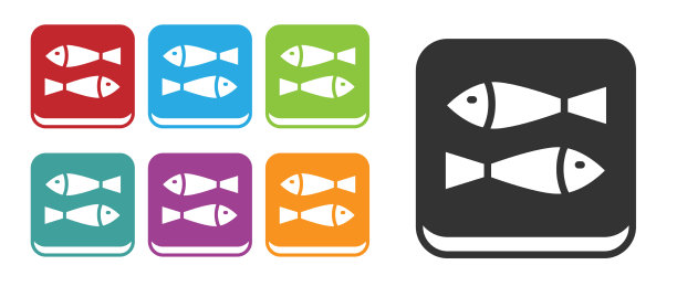 黑色罐头鱼图标孤立在白色图片下载