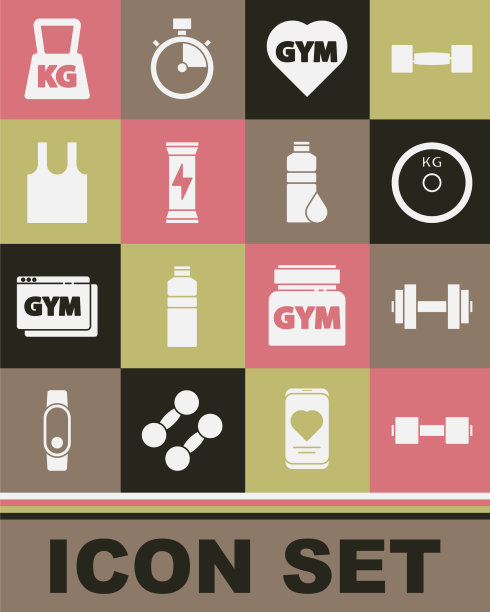 设置哑铃举重板健身健身房心脏图片下载