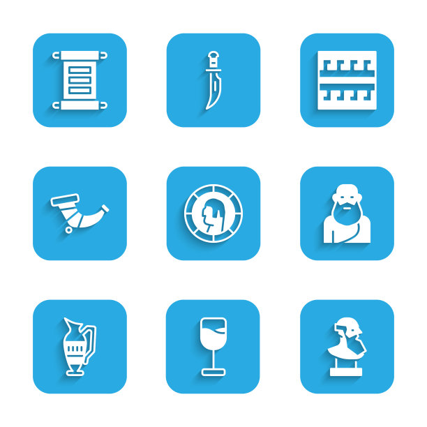 集古希腊硬币酒杯半身像雕塑图片下载