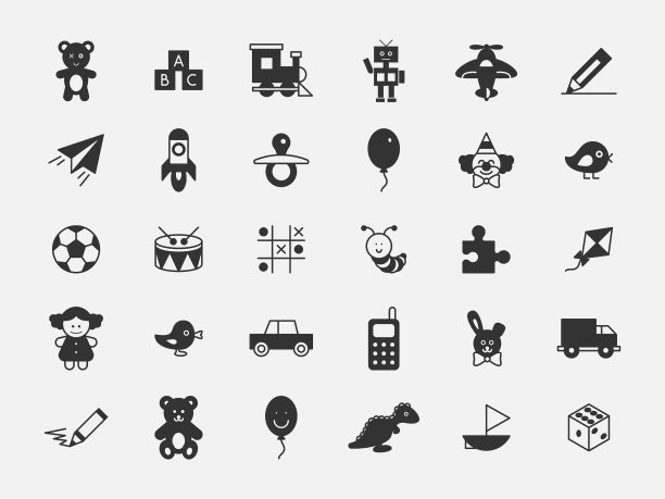 将玩具图标设置在白色背景上图片下载