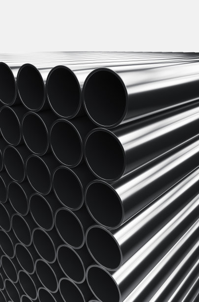 白色背景下金属管的特写。白色背景上孤立的一堆铁管。3 d渲染图图片下载