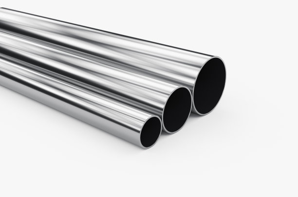 白色背景下金属管的特写。白色背景上孤立的一堆铁管。3 d渲染图图片下载