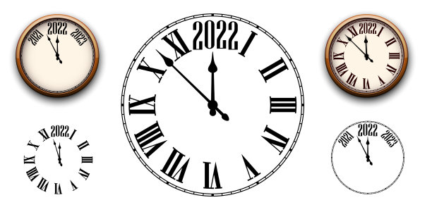 一组时钟显示2022年图片下载