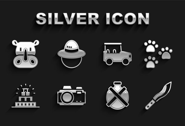 Set photo相机，爪印，砍刀，水壶图片下载