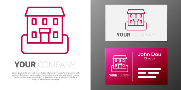 标识线学校建筑图标孤立上图片下载