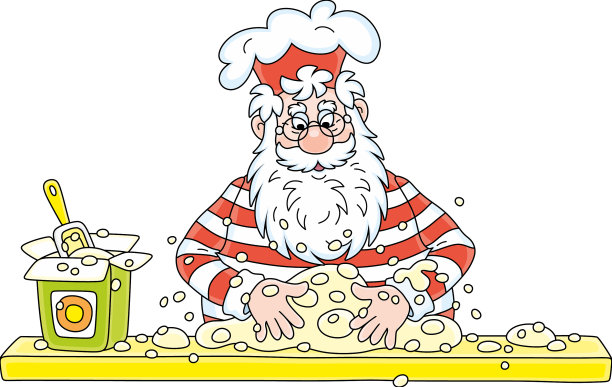 圣诞老人揉面团做馅饼图片下载