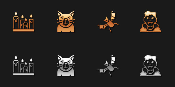 点燃蜡烛，猫，蝙蝠和吸血鬼图片下载