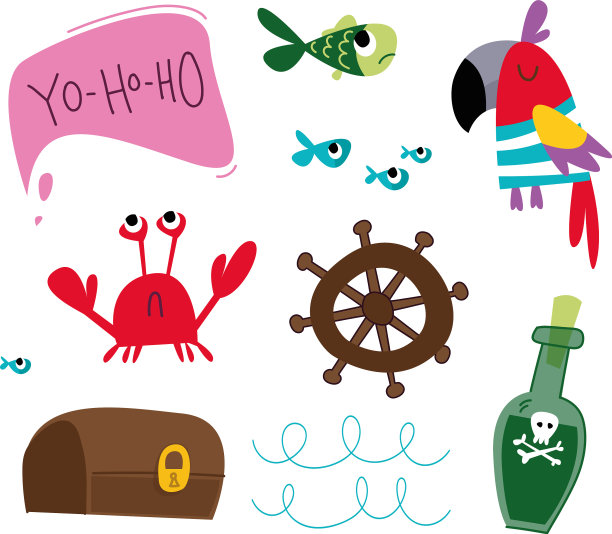 一套卡通海洋元素装饰-螃蟹图片下载