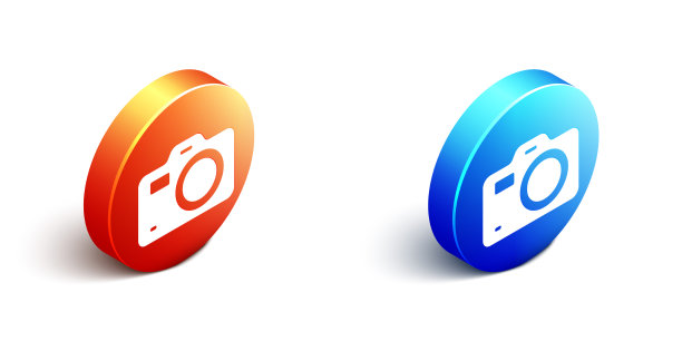 等距摄影相机图标孤立在白色图片下载