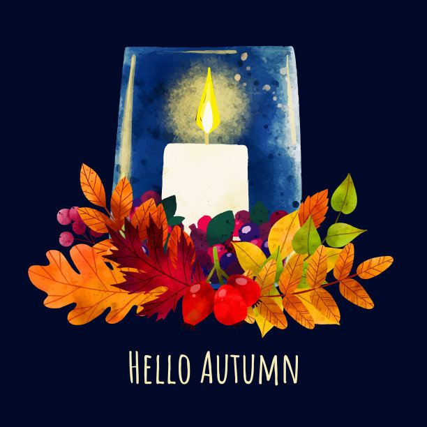 舒适的秋夜卡片设计手绘艺术图片下载