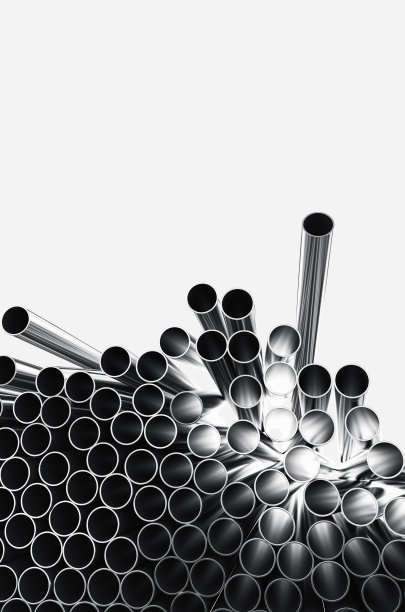 白色背景下金属管的特写。白色背景上孤立的一堆铁管。3 d渲染图图片下载