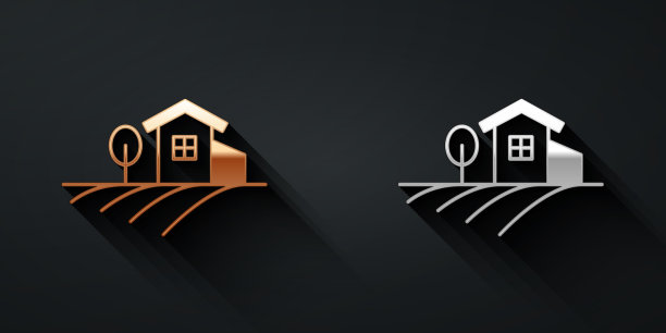 金银村景观icon孤立上图片下载