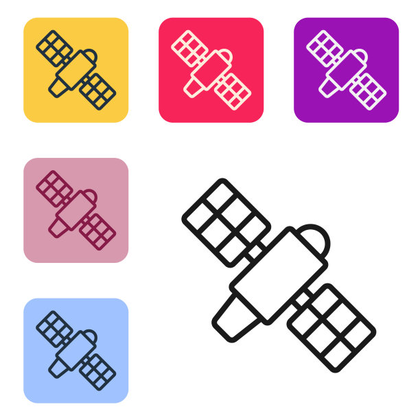 黑线卫星图标隔离在白色图片下载