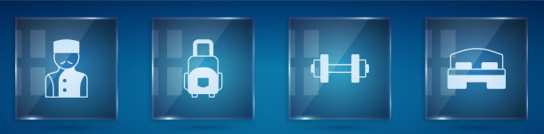 设置礼宾箱哑铃和酒店房间图片下载