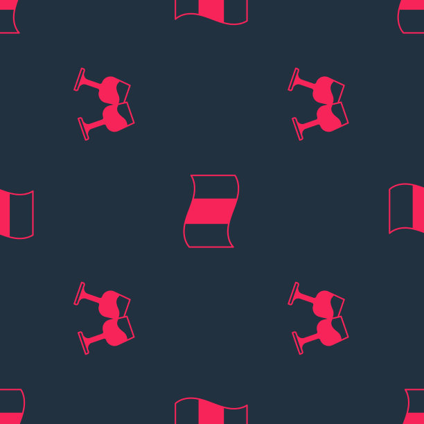 设置酒杯和法国国旗无缝模式图片下载