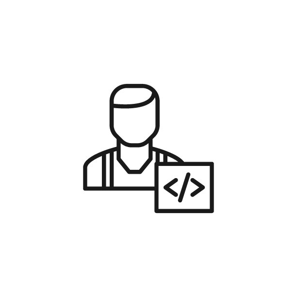 开发工程师的线条图标和编码符号图片下载