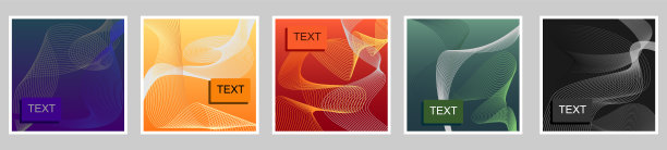 一套色彩缤纷的封面。带有渐变的波浪形状。现代设计。Eps10向量图片下载