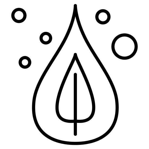 一滴水里有一片活叶子。可再生能源。绿色能源。环境可持续性。矢量图标，轮廓，孤立。图片下载